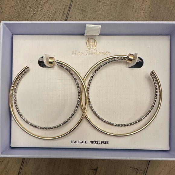 House of Harlow 1960 Jewelry - House of Harlow 1960 double hoop gold/silver earrings. Lead safe. Nickel free
